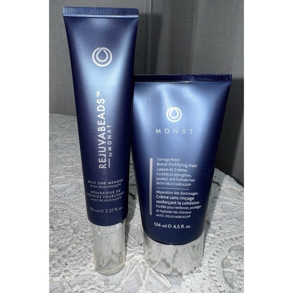 Monat LOT Bond Fortifying Hair Leave-In Creme + Rejuvabeads Split End Mender NEW